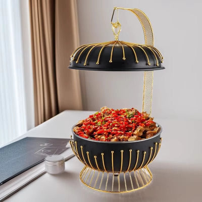 Wholesale Luxury Gold-Beaded Globe Chafing Dishes: Elevate Your Hotel Buffet with 8L Premium Stainless Steel Serving Ware - HUFA Kitchenware