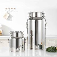 Professional Stainless Steel Milk Storage Tank & Wine Transport Can - 25L to 45L Airtight Metal Bucket with Seamless Design & Locking Snap Lids - HUFA Kitchenware