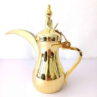 Luxury Arabic Dallah Coffee Pot - Gold Stainless Steel & Brass Moroccan Teapot - Vintage Turkish Coffee Pot with Customizable Logo for Hotels & Gifts - HUFA Kitchenware
