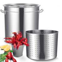 Professional Stainless Steel Seafood Boil Pot with Strainer Basket - Heavy Duty Lobster & Crab Boil Pot - Commercial Turkey Fryer & Stock Pot Set - HUFA Kitchenware