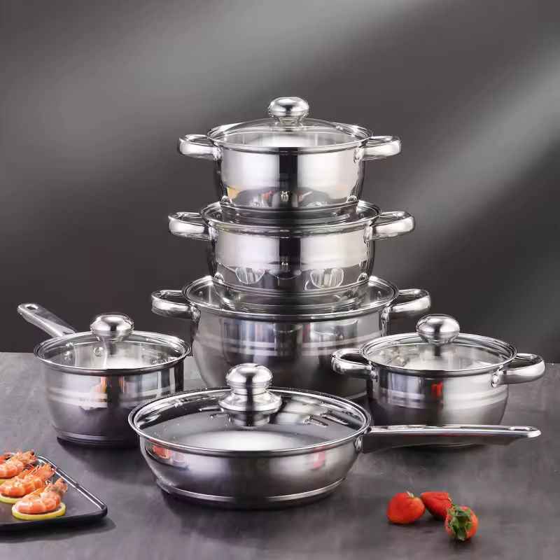 NICE German Quality Food - Grade Stainless Steel Cookware Set - Mirror Polish Modern Dinnerware Pots and Pans with Fruit & Animal Patterns - Induction Ready - HUFA Kitchenware