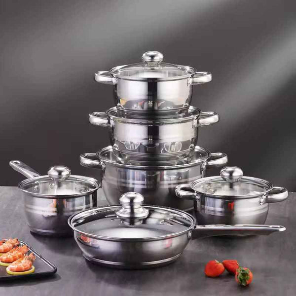 NICE German Quality Food - Grade Stainless Steel Cookware Set - Mirror Polish Modern Dinnerware Pots and Pans with Fruit & Animal Patterns - Induction Ready - HUFA Kitchenware
