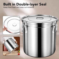 Airtight Leakproof Stainless Steel Food Storage Container - Heavy - Duty Canister with Locking Clips & Silicone Seal - 6L to 48L Soup Bucket for Hotel & Kitchen Supplies - HUFA Kitchenware