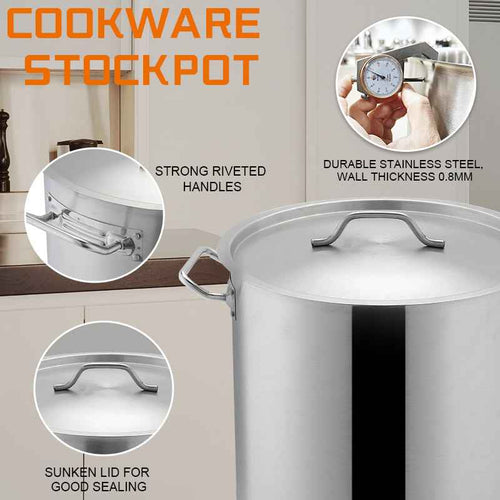 Commercial High - Capacity Stainless Steel Stock Pot with Boiling Basket - 6L to 225L Heavy Duty Soup Pot & Seafood Boiler for Home & Restaurant Use - HUFA Kitchenware