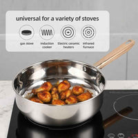 11 - Piece Stainless Steel Cookware Set - Luxury Gold Handle Pots and Pans with Steamer & Fry Pan - Induction Ready Professional Kitchen Cooking Set - HUFA Kitchenware