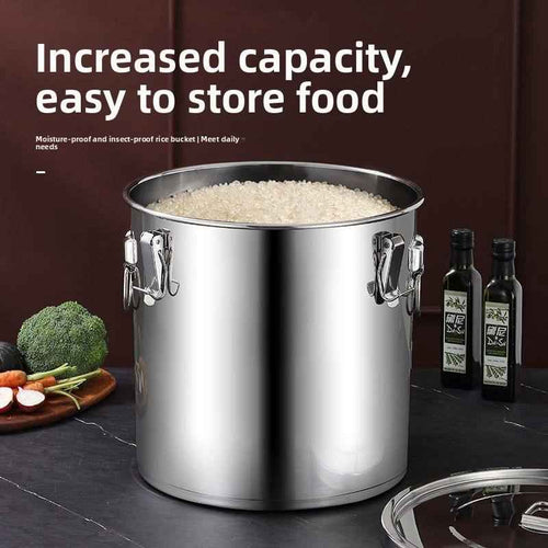 Airtight Leakproof Stainless Steel Food Storage Container - Heavy - Duty Canister with Locking Clips & Silicone Seal - 6L to 48L Soup Bucket for Hotel & Kitchen Supplies - HUFA Kitchenware