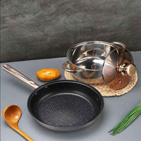 Luxury 12 - Piece Stainless Steel Cookware Set with Gold Handles - Non - Stick Induction Pots and Pans - 5 - Layer Base Professional Kitchen Accessories - HUFA Kitchenware