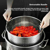 Professional Stainless Steel Seafood Boil Pot with Strainer Basket - Heavy Duty Lobster & Crab Boil Pot - Commercial Turkey Fryer & Stock Pot Set - HUFA Kitchenware