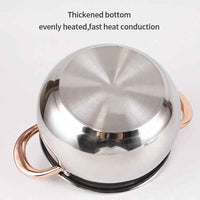 11 - Piece Stainless Steel Cookware Set - Luxury Gold Handle Pots and Pans with Steamer & Fry Pan - Induction Ready Professional Kitchen Cooking Set - HUFA Kitchenware