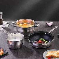 NICE German Quality Food - Grade Stainless Steel Cookware Set - Mirror Polish Modern Dinnerware Pots and Pans with Fruit & Animal Patterns - Induction Ready - HUFA Kitchenware