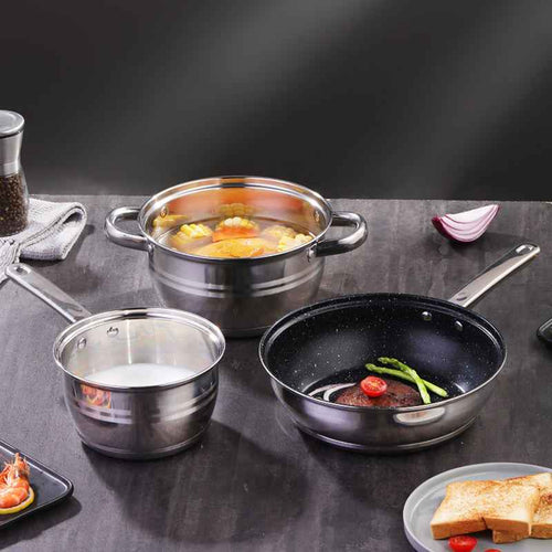 NICE German Quality Food - Grade Stainless Steel Cookware Set - Mirror Polish Modern Dinnerware Pots and Pans with Fruit & Animal Patterns - Induction Ready - HUFA Kitchenware