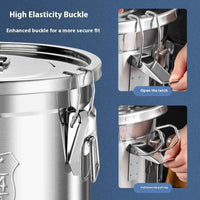 Airtight Leakproof Stainless Steel Food Storage Container - Heavy - Duty Canister with Locking Clips & Silicone Seal - 6L to 48L Soup Bucket for Hotel & Kitchen Supplies - HUFA Kitchenware