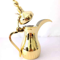 Luxury Arabic Dallah Coffee Pot - Gold Stainless Steel & Brass Moroccan Teapot - Vintage Turkish Coffee Pot with Customizable Logo for Hotels & Gifts - HUFA Kitchenware