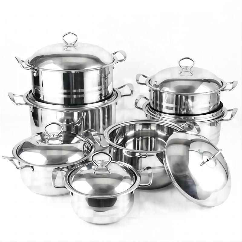 Professional 6 - 14 Piece Stainless Steel Cookware Set - Composite Bottom Non - Coating Soup Pots and Pans with Lids - Induction Ready Multi - Purpose Kitchen Set - HUFA Kitchenware