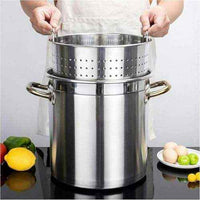Professional Stainless Steel Seafood Boil Pot with Strainer Basket - Heavy Duty Lobster & Crab Boil Pot - Commercial Turkey Fryer & Stock Pot Set - HUFA Kitchenware
