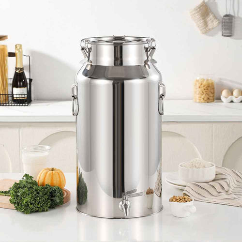 Professional Stainless Steel Milk Storage Tank & Wine Transport Can - 25L to 45L Airtight Metal Bucket with Seamless Design & Locking Snap Lids - HUFA Kitchenware
