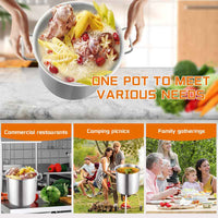 Commercial High - Capacity Stainless Steel Stock Pot with Boiling Basket - 6L to 225L Heavy Duty Soup Pot & Seafood Boiler for Home & Restaurant Use - HUFA Kitchenware