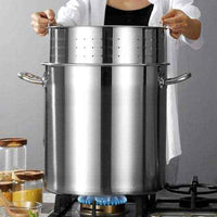 Professional Stainless Steel Seafood Boil Pot with Strainer Basket - Heavy Duty Lobster & Crab Boil Pot - Commercial Turkey Fryer & Stock Pot Set - HUFA Kitchenware