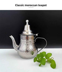 Modern Moroccan Stainless Steel Teapot - Luxury Arabic Coffee Pot with Infuser - Mirror Polished Middle Eastern Tea Service for Hotels & Home Decor - HUFA Kitchenware