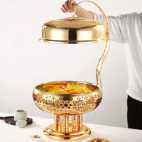 TIANXING Luxury Stainless Steel Chafing Dish with Hanging Lid - 4L/6L/8L Modern Arabic Buffet Food Warmer for Hotel & Wedding Catering