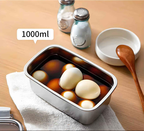 304 Stainless Steel Bento Box with Airtight Locking Lid - Food Grade Snap Crisper & Leak-proof Frozen Food Storage Container for Meal Prep, School & Office - Durable Lunch Box by Hufa Manufacturer