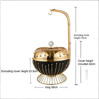 Luxury 8L Gold Stainless Steel Chafing Dish with Hanging Lid - Round Buffet Food Warmer & Server for Weddings, Hotel Banquets & Professional Catering Events