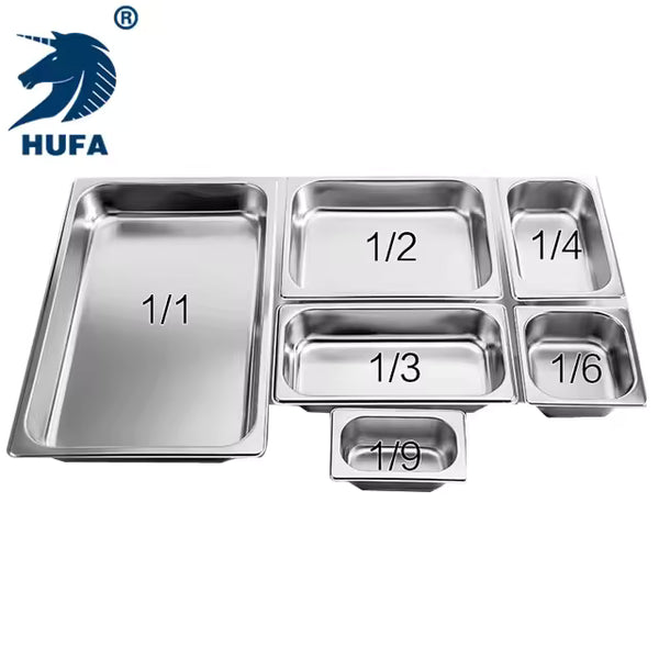 1/1 Size Stainless Steel Gastronorm GN Pan - Professional Commercial Restaurant Equipment & Hotel Food Container for Steam Tables, Buffets and Kitchen Storage