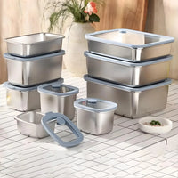 304 Stainless Steel Food Storage Container with Heat - Resistant Glass Lid, Airtight Leakproof Lunch Box for Fridge Freezer & Office Meal Prep - HUFA Kitchenware