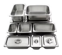 Professional Stainless Steel Hotel Pans with Lids - 1/1 & 1/3 Size Steam Table GN Pans for Restaurant Food Storage & Buffet Service - Anti-Jam Design
