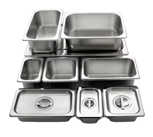 Professional Stainless Steel Hotel Pans with Lids - 1/1 & 1/3 Size Steam Table GN Pans for Restaurant Food Storage & Buffet Service - Anti-Jam Design