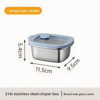 304 Stainless Steel Food Storage Container with Heat - Resistant Glass Lid, Airtight Leakproof Lunch Box for Fridge Freezer & Office Meal Prep - HUFA Kitchenware