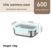 316 Stainless Steel Food Storage Container with Detachable Visible Lid, Airtight Leakproof Lunch Box for Meal Prep, Fridge Fresh - Keeping Crisper for Fruit & Meat - HUFA Kitchenware