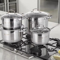 High-Quality 12-Piece German-Style Stainless Steel Cookware Set - Professional Induction Ready Cooking Pots and Pans Set for Home & Commercial Kitchens