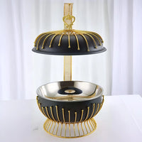Luxury 8L Gold Stainless Steel Chafing Dish with Hanging Lid - Round Buffet Food Warmer & Server for Weddings, Hotel Banquets & Professional Catering Events