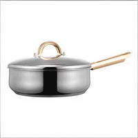 11 - Piece Stainless Steel Cookware Set - Luxury Gold Handle Pots and Pans with Steamer & Fry Pan - Induction Ready Professional Kitchen Cooking Set - HUFA Kitchenware