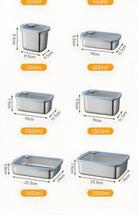 304 Stainless Steel Food Storage Container with Heat - Resistant Glass Lid, Airtight Leakproof Lunch Box for Fridge Freezer & Office Meal Prep - HUFA Kitchenware