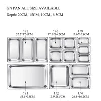 American-Style 1/3 Size Gastronorm Stainless Steel GN Pan - 6.5cm Depth Food Container & Steam Table Tray for Professional Hospitality & Restaurant Use