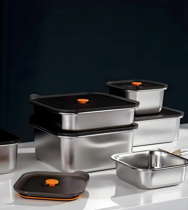 Factory Direct HUFA 304 Stainless Steel Square Crisper - Microwavable, Steamable & Leak - Proof Food Container Bento Box (Custom Logo Acceptable) - HUFA Kitchenware