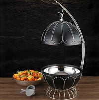 8L Luxury Stainless Steel Spherical Chafing Dish - Round Buffet Server with Hydraulic Glass Lid for Weddings, Parties & Professional Catering - Black/White/Gold Options