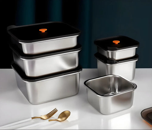 Factory Direct HUFA 304 Stainless Steel Square Crisper - Microwavable, Steamable & Leak - Proof Food Container Bento Box (Custom Logo Acceptable) - HUFA Kitchenware
