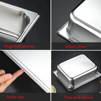American-Style 1/3 Size Gastronorm Stainless Steel GN Pan - 6.5cm Depth Food Container & Steam Table Tray for Professional Hospitality & Restaurant Use