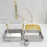Classic 5.5L Rectangular Hammered Metal Chafing Dish - Elegant Buffet Food Warmer with Golden Hanging Lid & Fuel Holder for Professional Catering, Events & Home Kitchen Use