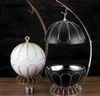 8L Luxury Stainless Steel Spherical Chafing Dish - Round Buffet Server with Hydraulic Glass Lid for Weddings, Parties & Professional Catering - Black/White/Gold Options
