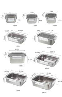 304 Stainless Steel Bento Box with Airtight Locking Lid - Food Grade Snap Crisper & Leak-proof Frozen Food Storage Container for Meal Prep, School & Office - Durable Lunch Box by Hufa Manufacturer