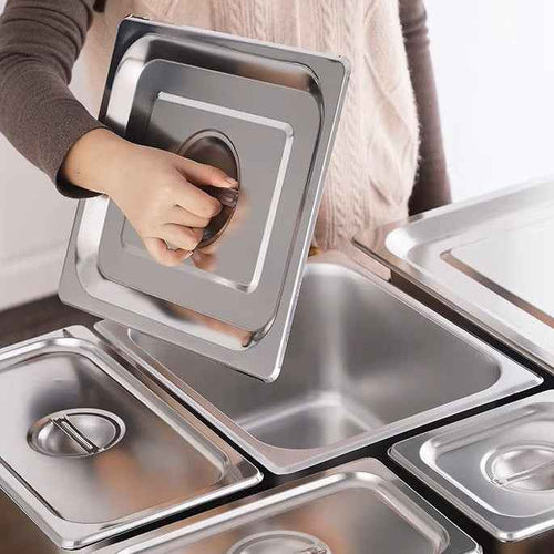 American - Style 1/3 Size Gastronorm Stainless Steel GN Pan - 6.5cm Depth Food Container & Steam Table Tray for Professional Hospitality & Restaurant Use - HUFA Kitchenware