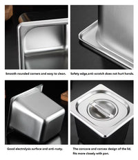 American-Style 1/3 Size Gastronorm Stainless Steel GN Pan - 6.5cm Depth Food Container & Steam Table Tray for Professional Hospitality & Restaurant Use