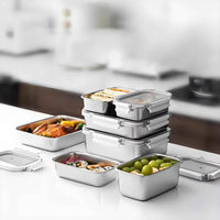 304 Stainless Steel Bento Box with Airtight Locking Lid - Food Grade Snap Crisper & Leak-proof Frozen Food Storage Container for Meal Prep, School & Office - Durable Lunch Box by Hufa Manufacturer