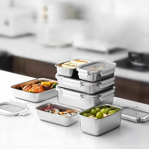 304 Stainless Steel Bento Box with Airtight Locking Lid - Food Grade Snap Crisper & Leak-proof Frozen Food Storage Container for Meal Prep, School & Office - Durable Lunch Box by Hufa Manufacturer