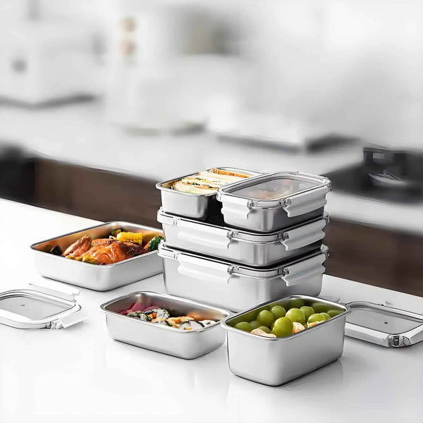 304 Stainless Steel Bento Box with Airtight Locking Lid - Food Grade Snap Crisper & Leak-proof Frozen Food Storage Container for Meal Prep, School & Office - Durable Lunch Box by Hufa Manufacturer