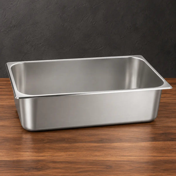 American Style 1/1 stainless steel Gastronorm pan shown from an angled front view